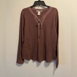 American Rag Cranberry Long Sleeve Top Size XL